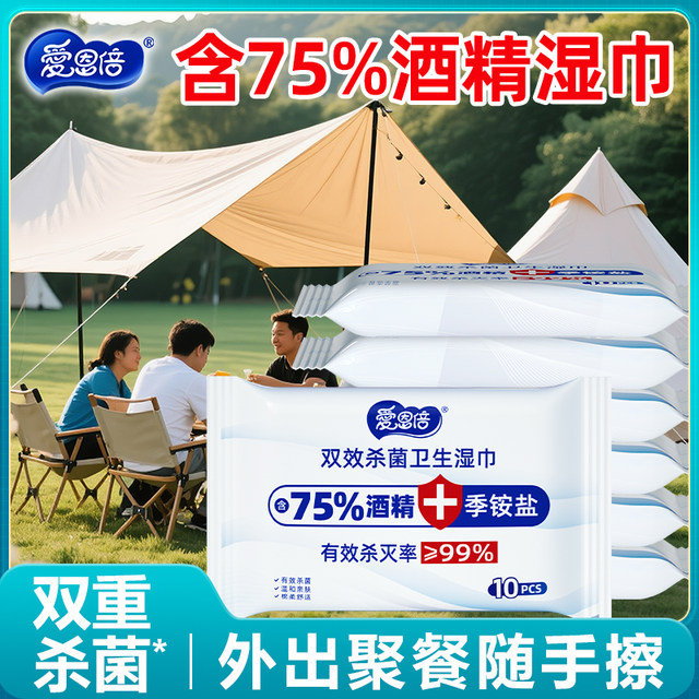 Ionbe Alcohol Disinfectant Wipes Small Packet Portable Student-Specific Sterilizing Children's Wet Wipes 10 Pack