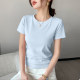 KMV Zhenweis purple short-sleeved women's 2025 spring and summer new slim and versatile waist-hugging slim round neck tight T-shirt