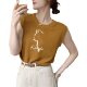 Green hot girl sleeveless vest for women in summer European goods shoulder top design niche thin ice silk knitted T-shirt

