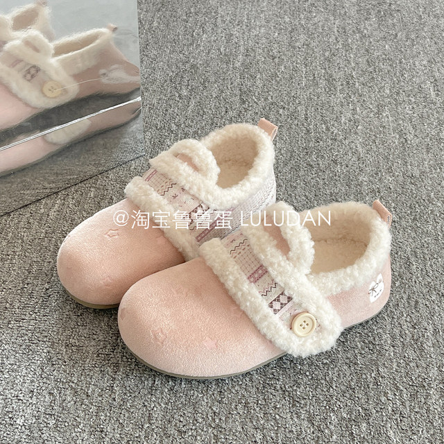 Lulu Egg Warm Two-Cotton Shoes White Shoes Women's 2025 New Winter Slip-On Plus Velvet Birkenstock Shoes Furry Shoes