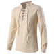 European and American retro men's stand-up collar tied rope solid color shirt, medieval long-sleeved loose game clothing stage dress