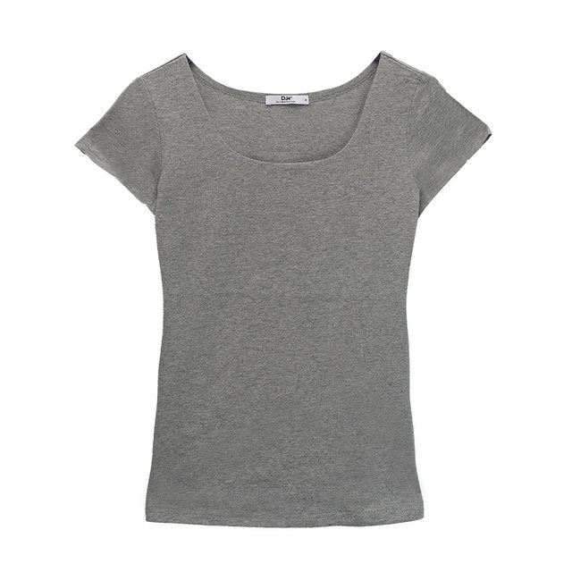 Women Summer Casual Pure Color O Neck 100 Cotton T Shirt 1