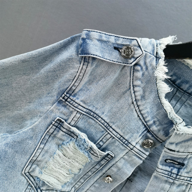 thumbnail image 2 of PRICXY Women's Stretch Denim Short Jacket - Medium Blue, Size M, PJ-2028 2 of 4