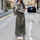 American retro pocket denim skirt for women in spring and summer 2025 new high-waisted slim and versatile A-line midi skirt
