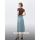 z112025 spring and summer denim skirt elegant and casual high waist high-slim front button midskirt spandex
