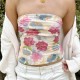 DARLINGAGA Vacation style Dopamine Flower Strap Vest Women's Wrinkled Slim Seaside Wear Slim Body Clothes
