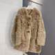 
2025 imported Tuscany fur integrated women's V-neck mid-length tassel horn buckle jacket 299 long 81