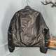 European large-size cotton jacket genuine leather round neck sheepskin loose diamond lattice on both sides wearing motorcycle jacket for women 2025 winter
