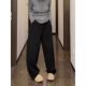 2383# regular 53 casual pants for women in autumn and winter new large size lazy style slim and iron diamond wide-leg cotton pants
