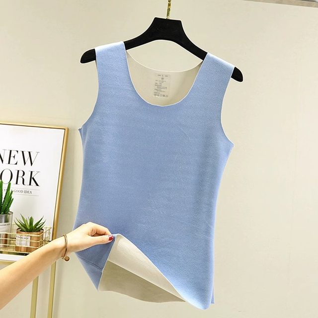 Seamless thermal vest for women German velvet hot autumn and winter slim round neck with velvet thickened cold-proof suspender bottoming shirt
