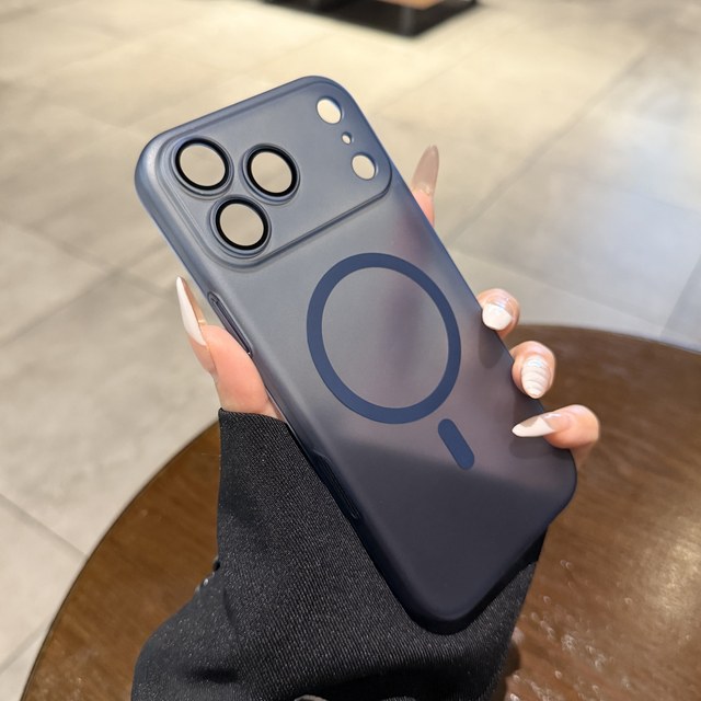 
Applicable to iPhone 17 mobile phone case 17pro Apple 17Air magnetic charging 16Promax new 15 lens all inclusive 13 dark blue matte 14plus ultra-thin 12PM protective cover for men and women 11