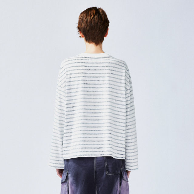 UOOYAA/Wuya 2025 Spring New Style of casual wear reverse-wearing sea soul striped T-shirt