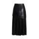 New style street style mid-length leather skirt high waist spliced ​​pleated irregular skirt women's mid-length skirt
