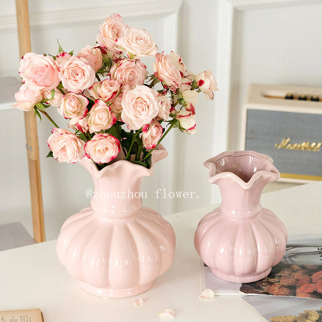 French niche Fenton ceramic vase ornaments Living room flower arrangement water-raising flowers home small fragrance style desktop decorations