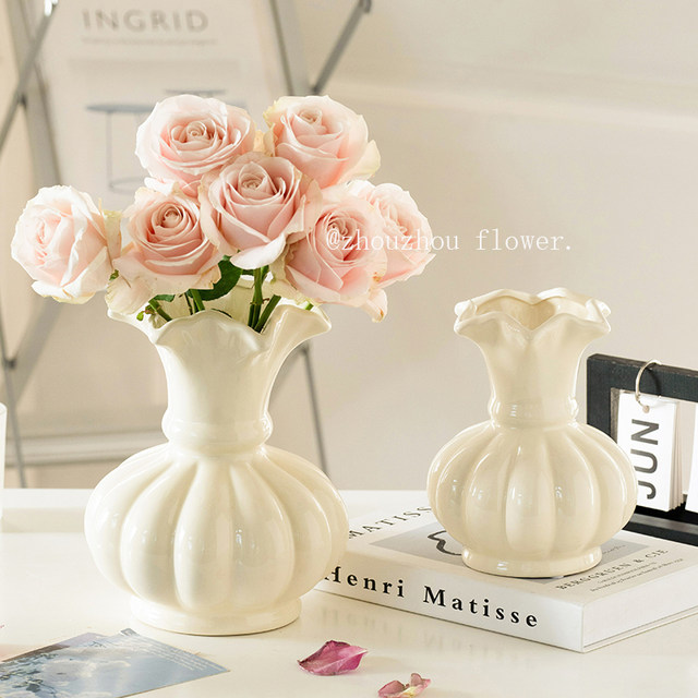 French niche Fenton ceramic vase ornaments Living room flower arrangement water-raising flowers home small fragrance style desktop decorations