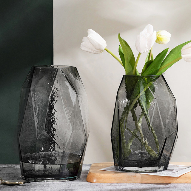 Modern simple geometric original color glass vase model room Nordic light luxury ornaments creative home soft decorations