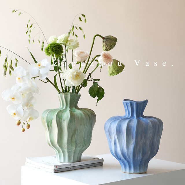 Vase ornaments wabi-sabi Jingdezhen ceramic vases living room model room home soft decoration creative flower arrangements