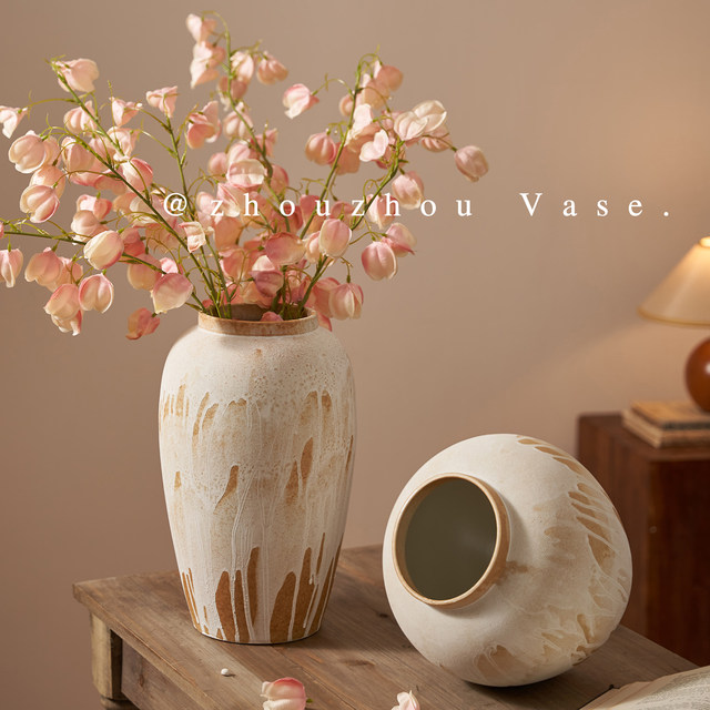 Vase ornaments, ceramics, new Chinese style wabi-sabi style, high-end living room, home entrance, B&B model room, Zen decoration