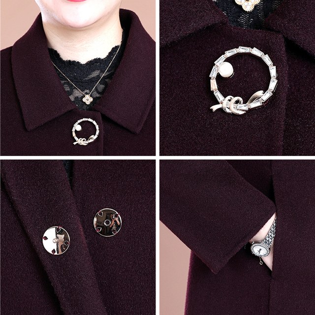 Kaizisha's middle -aged double -sided woolen coat female mothers pretend to be long and old autumn and winter hair coats
