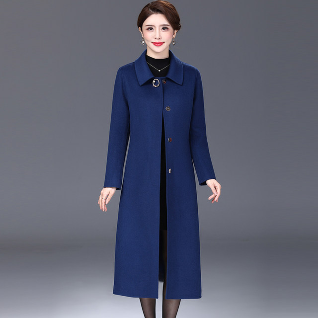Kaizisha's middle -aged double -sided woolen coat female mothers pretend to be long and old autumn and winter hair coats
