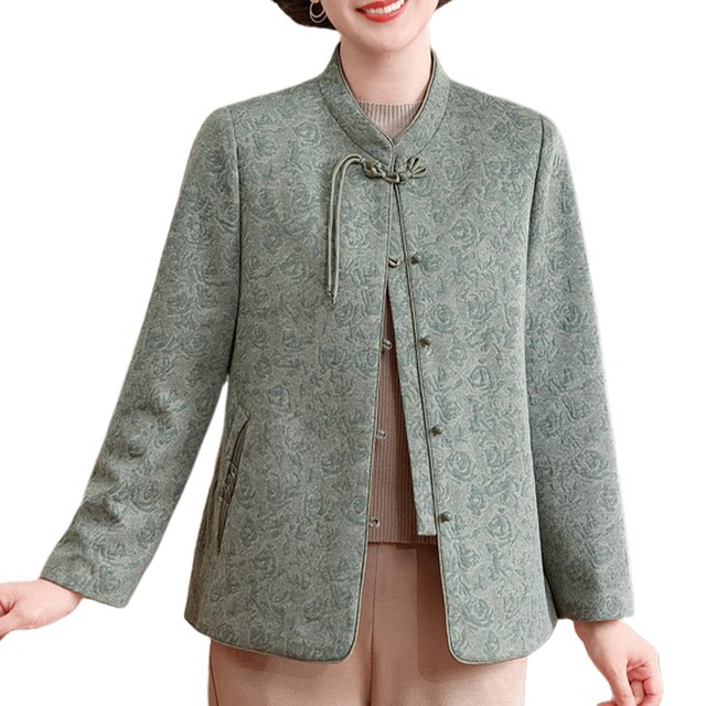 
Mom Autumn Jacket 2025 New Middle-aged and Elderly Women's National Style Tang Suit Top Lady's Loose Age-Reducing Jacket