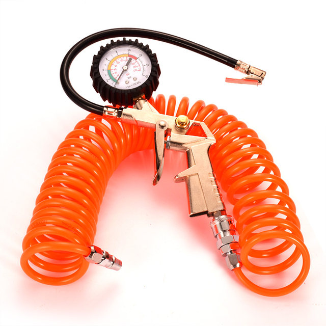 
High-precision tire pressure gauge air pressure gauge with air inflatable nozzle Car tire air gun digital display pressure measuring tire pressure gauge air pipe