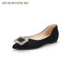 Saturday shopping mall same square buckle rhinestone single shoes for women in spring new pointed toe low heel temperament flat-soled commuting shoes for women