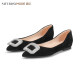 Saturday super soft sole sheepskin flat shoes for women 2025 spring new French pointed toe temperament bow small shoes