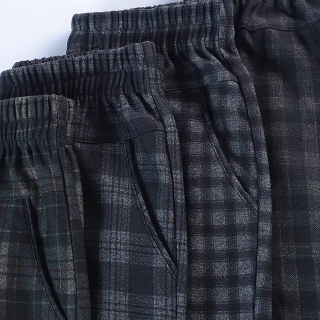 Mom's pants, autumn and winter velvet plaid trousers, middle-aged and elderly women's trousers, spring and autumn high-waisted grandma straight legs for old ladies