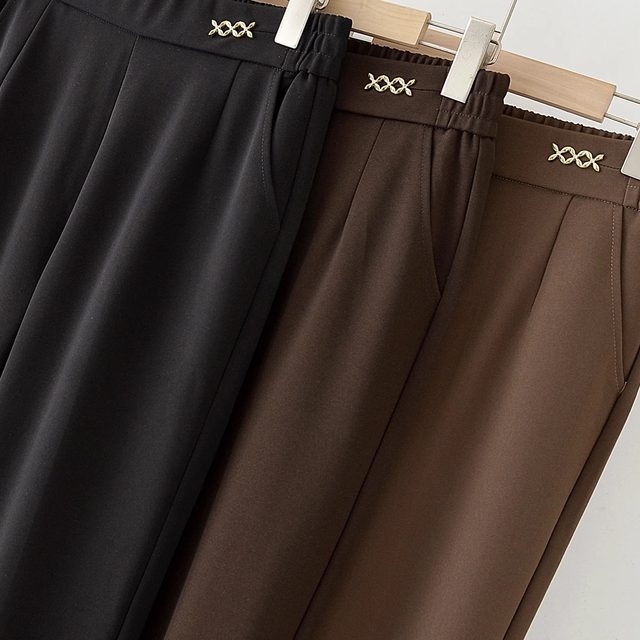 Mom's pants, spring and autumn high-waisted casual pants, middle-aged and elderly women's pants, winter velvet loose, petite grandma pants