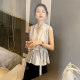 High-end sleeveless shirt for women with v-neck, professional temperament, French design, niche waist style, chic chiffon top