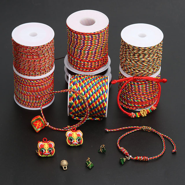 Dragon Boat Festival five-color thread braided thread children's braided braided thread necklace lanyard colorful rope braided rope DIY wire five-color rope