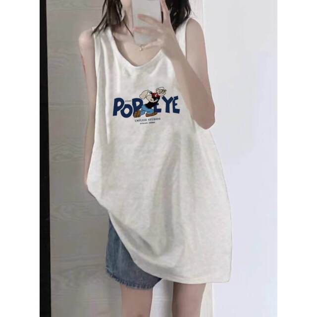 White suspender vest for women in summer 2025 new loose slim large size women's sleeveless T-shirt top