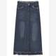 2023 large size fat mm high waist mid-length old denim skirt for women loose and slim small hip-covered skirt