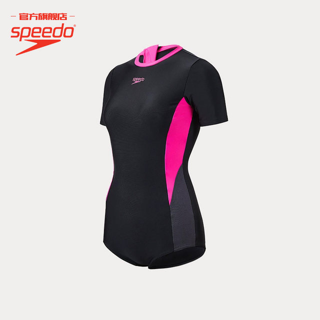 Speedo/speedo anti-chlorine slimming sun protection slim color matching design women's one-piece triangle swimsuit