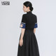 Summer Chinese style versatile fashion casual slim retro daily commute women's middle sleeve T -shirt embroidered Chinese top
