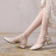 New small size sandals 31 32 33 summer thick heels genuine leather high heels women's shoes one-button soft sole mother's shoes