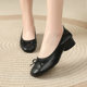 Soft leather one-foot-stick women's singles shoes spring and summer new beans shoes square root thick heel genuine leather mother's shoes autumn 41-43