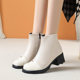 
Genuine leather short boots for women 2025 new fashion high-heeled Martin boots thick-soled heightening shoes large size leather boots plus velvet cotton boots