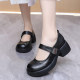 Genuine leather Mary Zhen small leather shoes 2025 new spring and summer light mouth large-size single shoes versatile medium heel thick heel commuting women's shoes