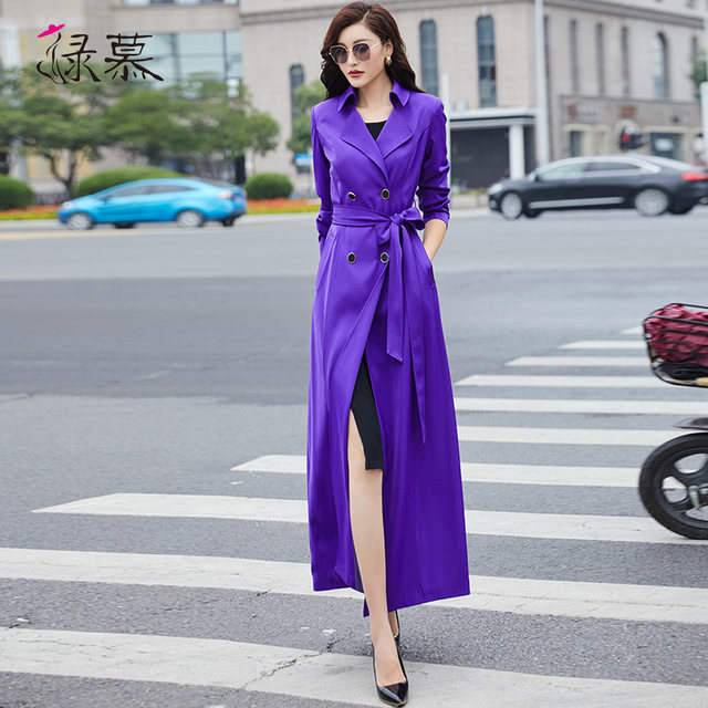Green Mu Purple Trench Coat 2025 Spring and Autumn New Long Women's ...