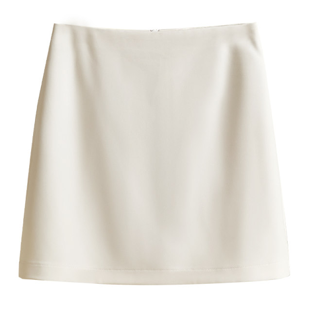 Off-white hip skirt spring and summer suit short skirt for women 2025 new small person high waist slim A-line skirt