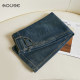 Commuter straight denim skirt for women in spring and autumn 2025 new high-waist loose mid-length draped A-line skirt