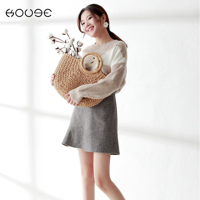 Woolen skirt for women in autumn and winter 2024 new high-waist irregular fish tail skirt ruffled hip A-line skirt short skirt