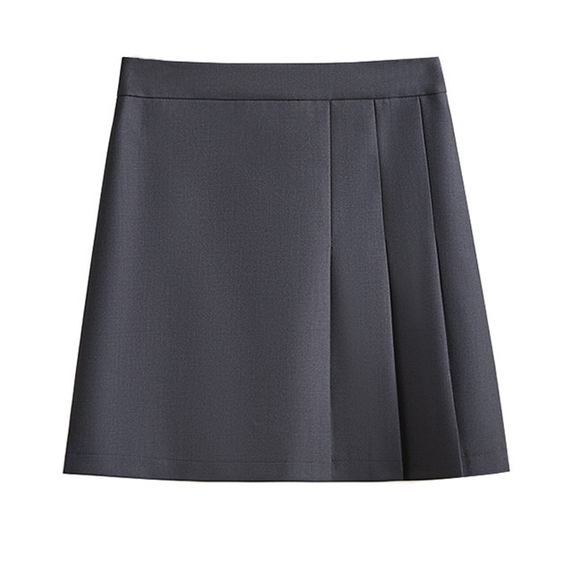 Gray pleated skirt for women in summer 2025 new suit short skirt high waist slim A-line small commuter skirt
