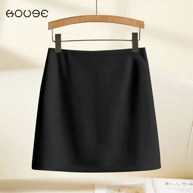 Off-white hip skirt spring and summer suit short skirt for women 2025 new small person high waist slim A-line skirt