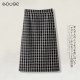 Retro plaid skirt for women mid-length spring and autumn 2025 new high-waist straight skirt for plaid slit hip-pack skirt