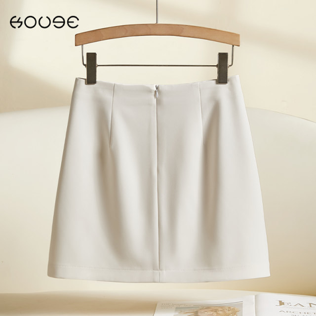 Off-white hip skirt spring and summer suit short skirt for women 2025 new small person high waist slim A-line skirt