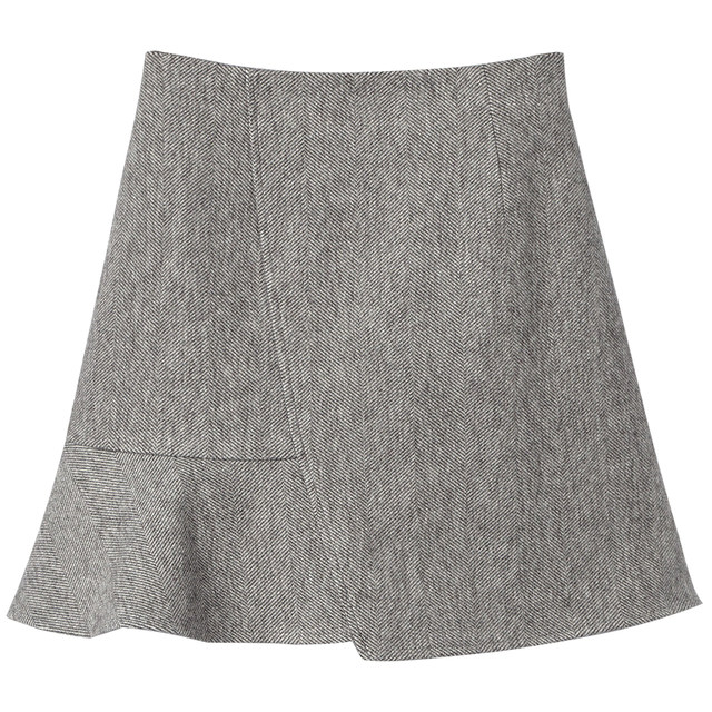 Woolen skirt for women in autumn and winter 2024 new high-waist irregular fish tail skirt ruffled hip A-line skirt short skirt