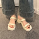 2025 new summer style French square-toe thick-heeled high-heeled shoes fashionable outer wear open-toe sandals thick-soled sandals